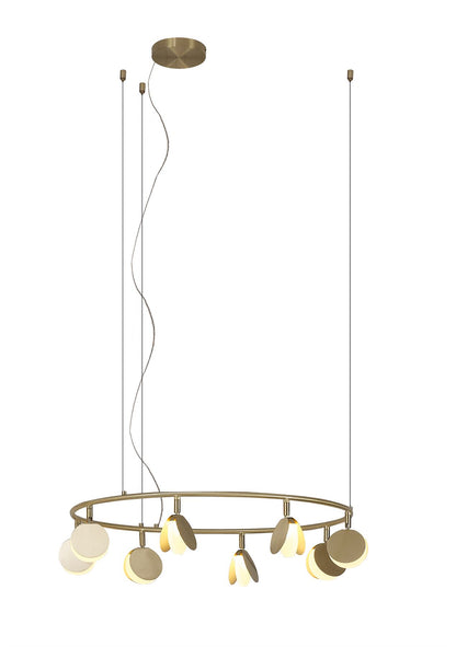 Mantra Shell 66cm 8 Light Pendant, Round, 40W LED, 3000K, 2120lm, Gold, 3yrs Warranty