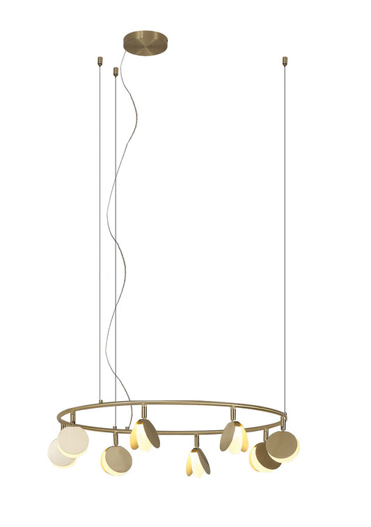 Mantra Shell 66cm 8 Light Pendant, Round, 40W LED, 3000K, 2120lm, Gold, 3yrs Warranty