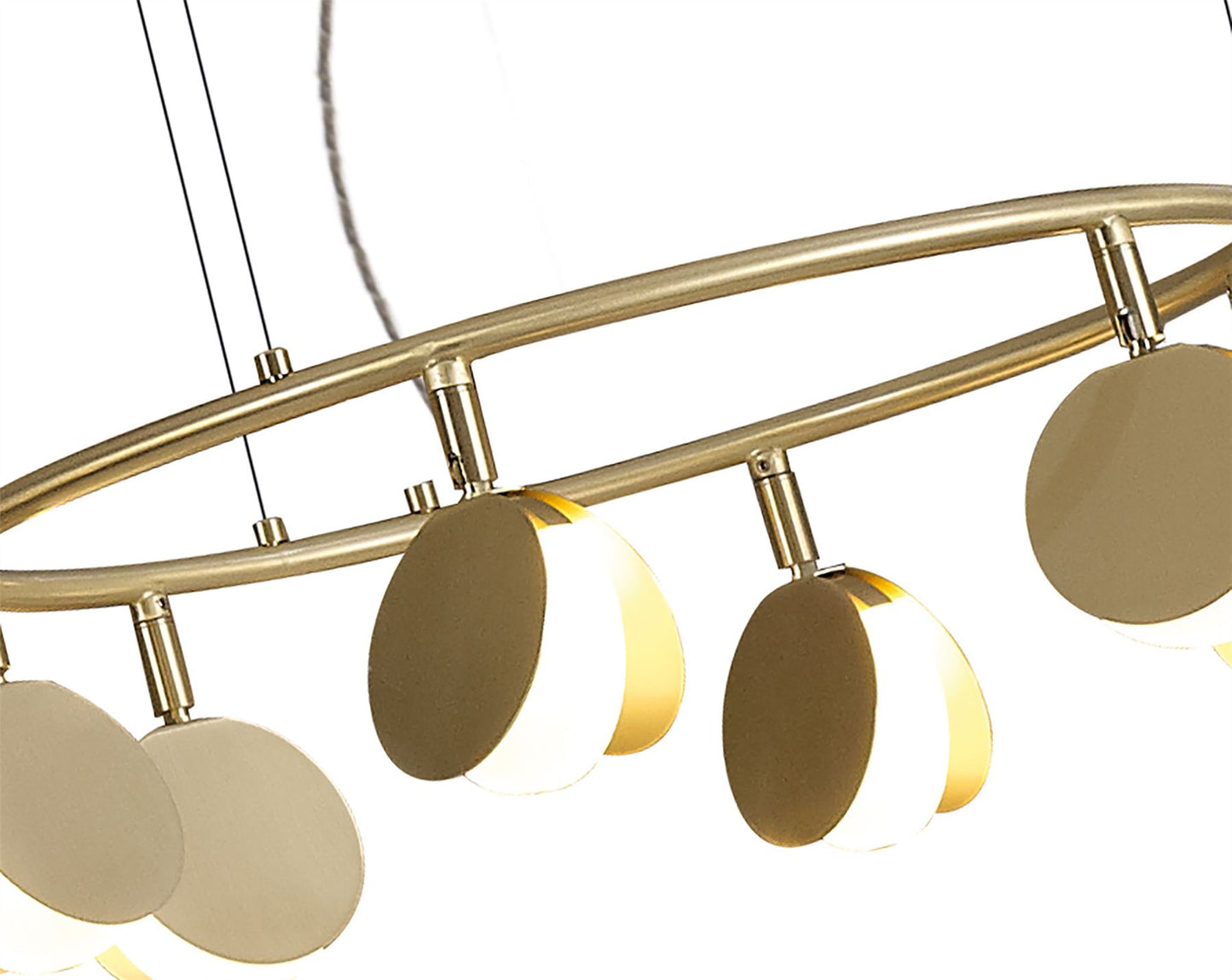 Mantra Shell 66cm 8+6 Light Pendant, Round, 70W LED, 3000K, 3710lm, Gold, 3yrs Warranty