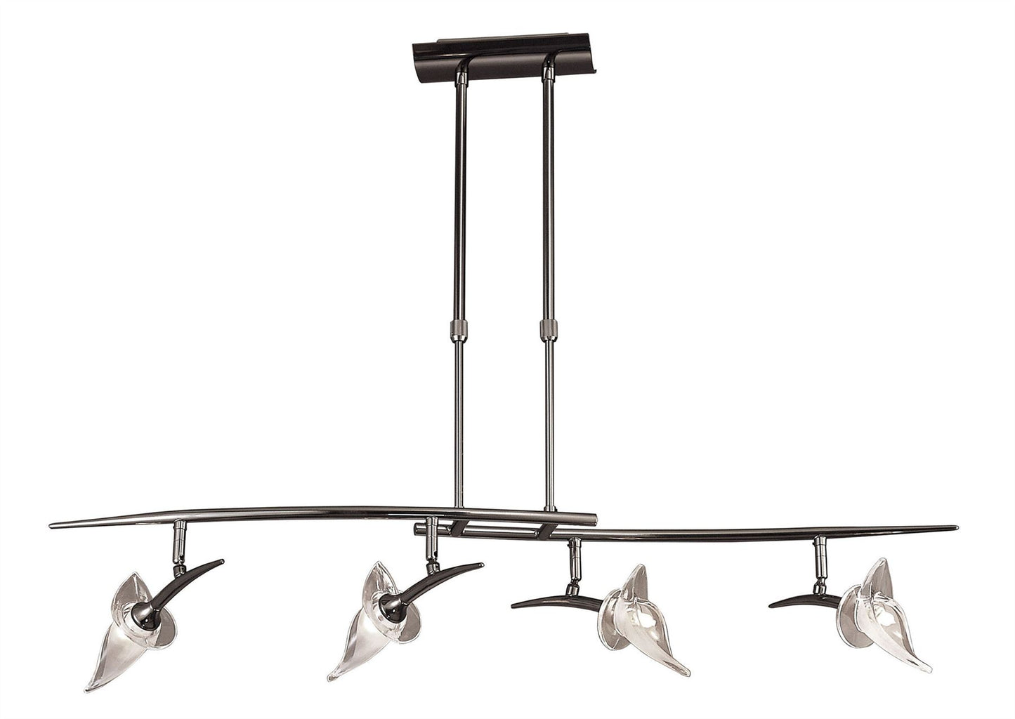 Mantra Flavia Telescopic Linear Pendant 4 Light G9 with Adjustable Heads, Black Chrome