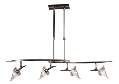 Mantra Flavia Telescopic Linear Pendant 4 Light G9 with Adjustable Heads, Black Chrome