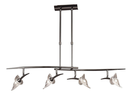 Mantra Flavia Telescopic Linear Pendant 4 Light G9 with Adjustable Heads, Black Chrome