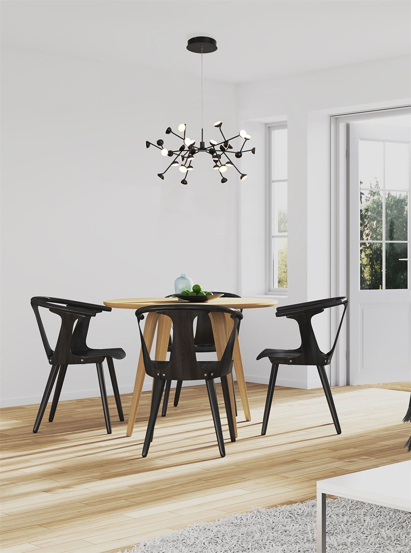 Mantra Adn 36 Light Pendant, Round 74cm, 100W LED, 3000K, 7250lm, Black, 3yrs Warranty