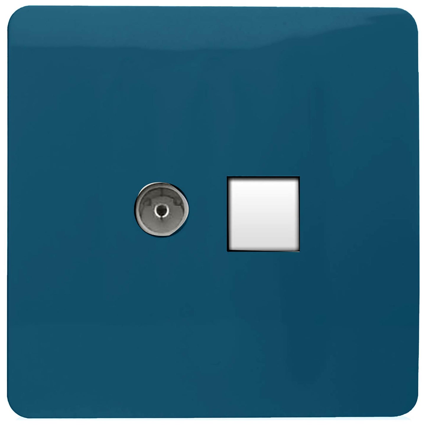 Trendi Modern Glossy Tactile TV Co-axial Socket+RJ45 Cat 5e&Cat 6 PC Ethernet Socket Midnight Blue