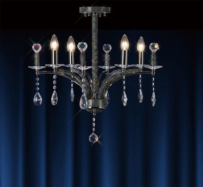 Diyas Fiore 53cm  4 Light E14 Black Chrome/Crystal Ceiling Pendant Light Fitting