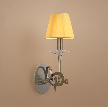 Mantra Acanto Wall Light 1 Light E14, Antique Brass with Amber Cream Shade