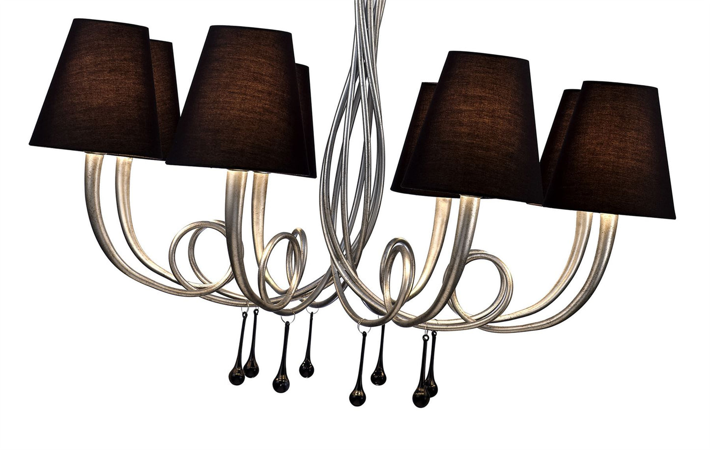 Mantra M6207 Paola Pendant 95cm Round, 8 x E14 (Max 40W), Silver Painting, Black Shades