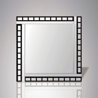 Diyas Home Nyah 60cm x 60cm Black Edged Rectangular Cut Detailed Mirror (Can Only Be Shipped On A Pallet, Additional Charges May Apply.) Mirrors