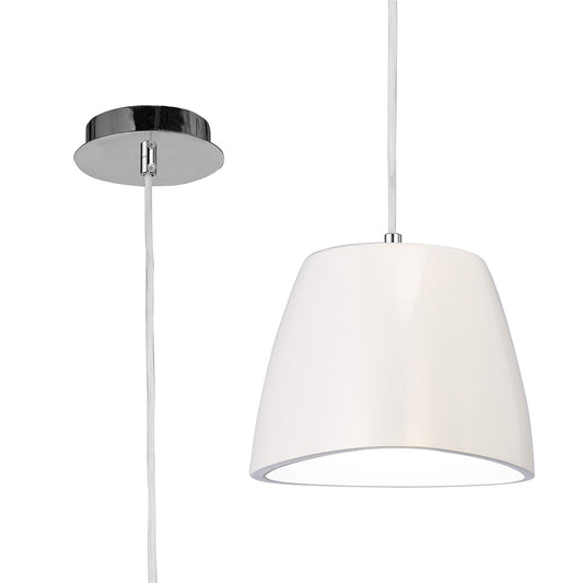 Mantra M4823 Triangle Pendant Small 1 Light E27, Gloss White/Polished Chrome