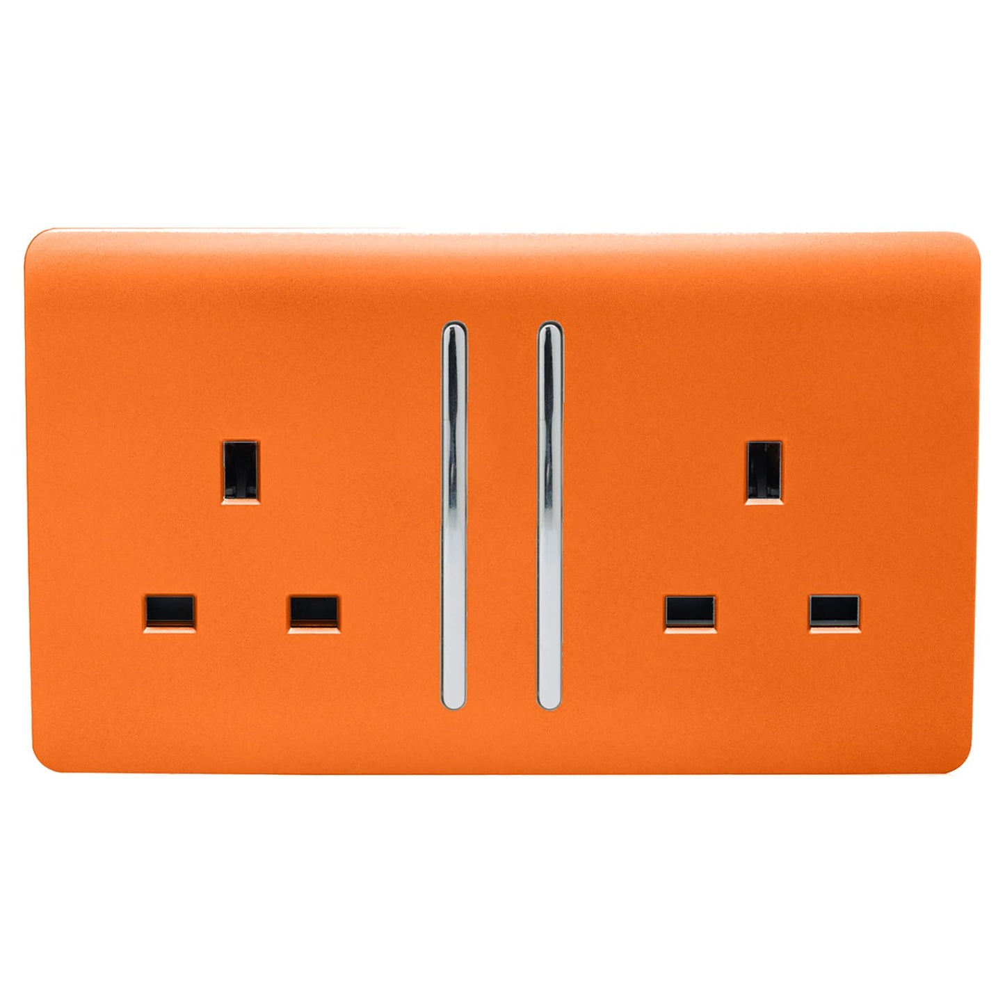 Trendi 2 Gang Artistic Modern Glossy 13 Amp Switched Tactile Plug Socket Orange (5 Pack)