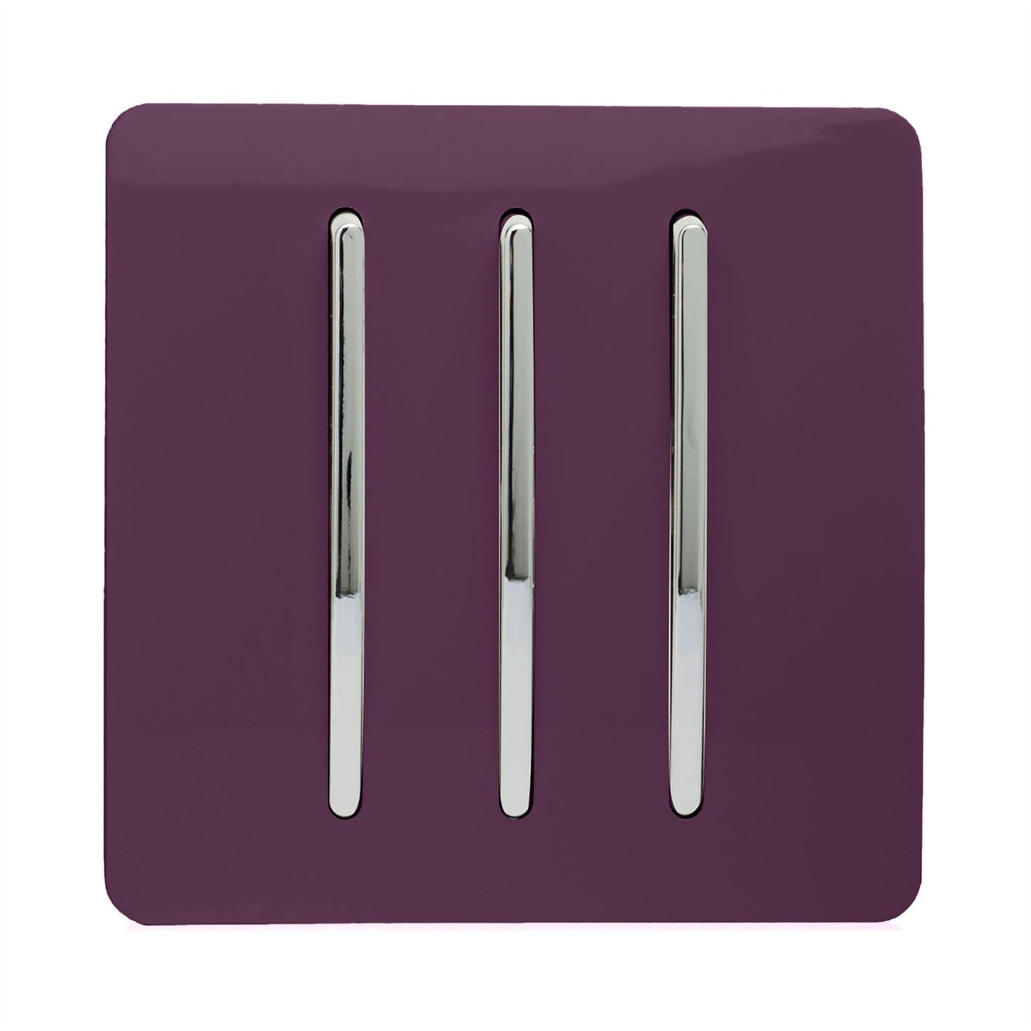 Trendi 3 Gang 2 Way Artistic Modern Glossy 10 Amp Rocker Tactile Light Switch Plum