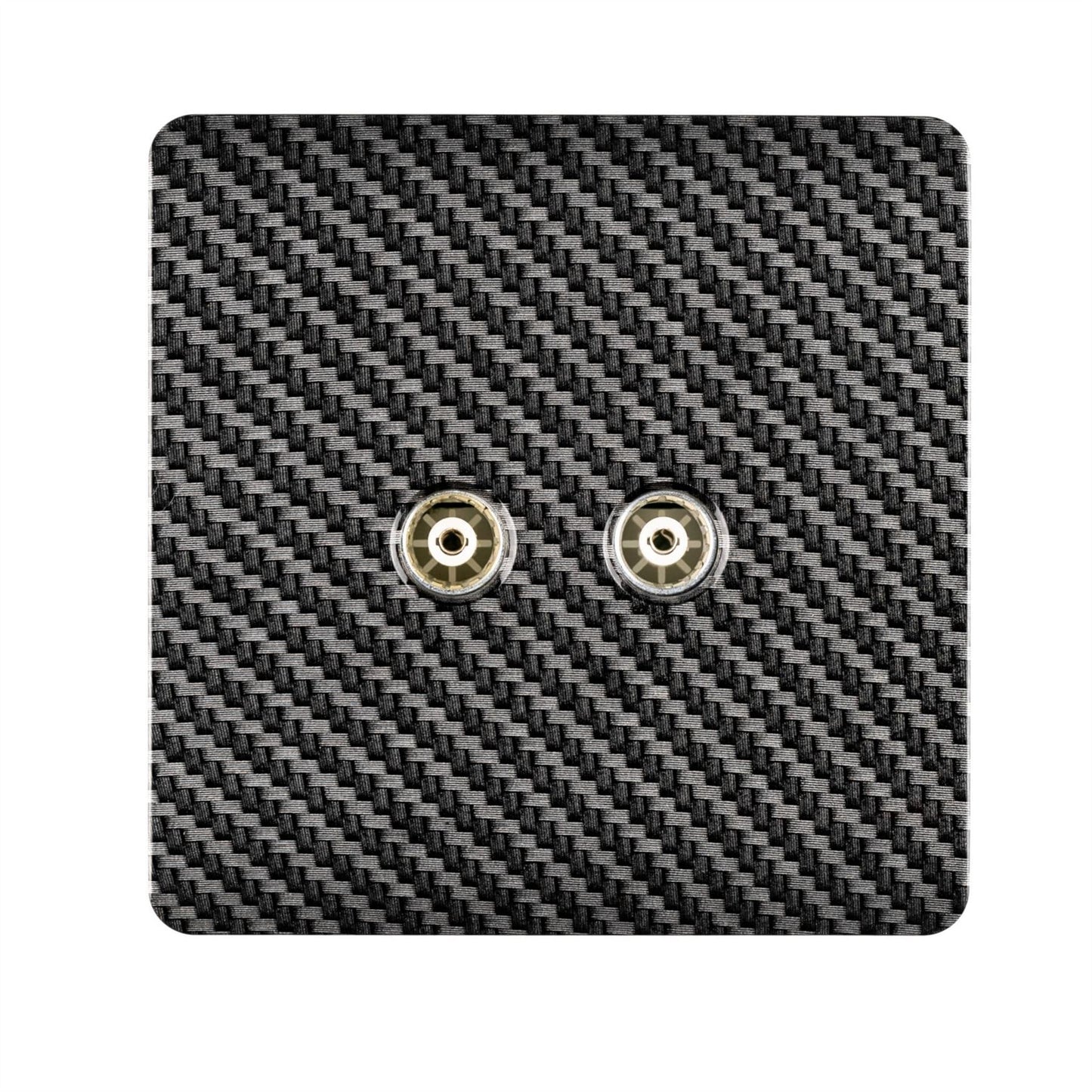 Trendi Switch 2 Gang Female Co-Axial Modern Designer Television Socket in Carbon Fibre