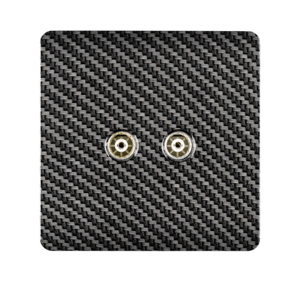 Trendi Switch 2 Gang Female Co-Axial Modern Designer Television Socket in Carbon Fibre