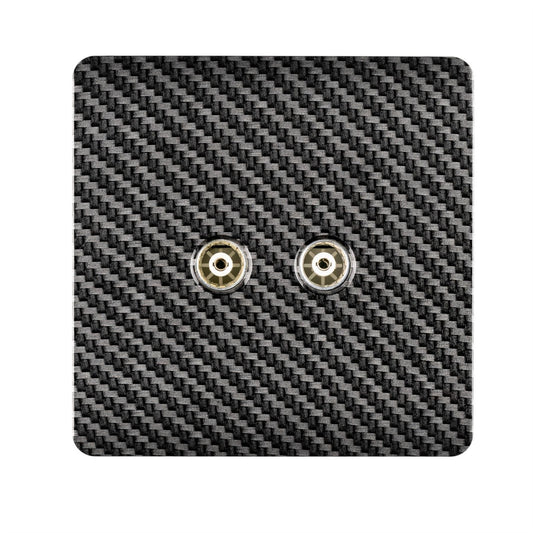 Trendi Switch 2 Gang Female Co-Axial Modern Designer Television Socket in Carbon Fibre