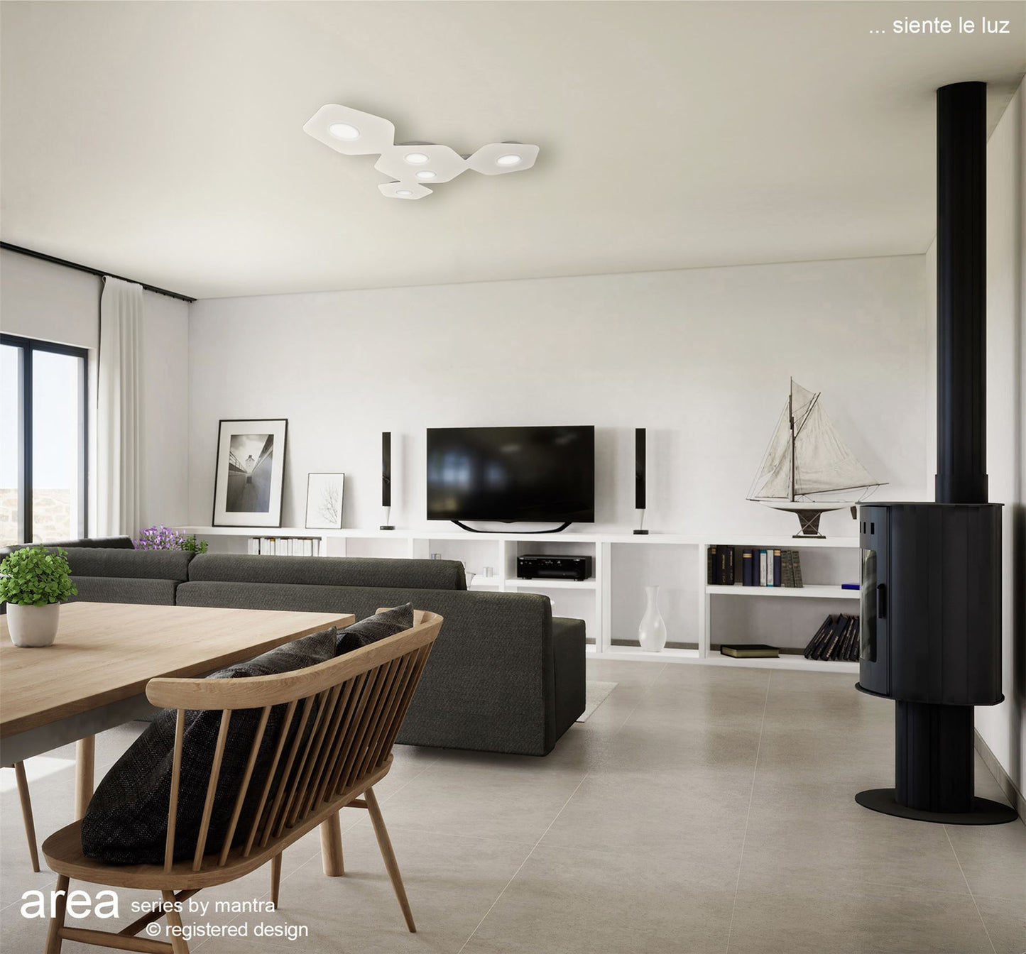Mantra Area Ceiling Light, 5 x GX53 (Max 9W, Not Included), Sand White