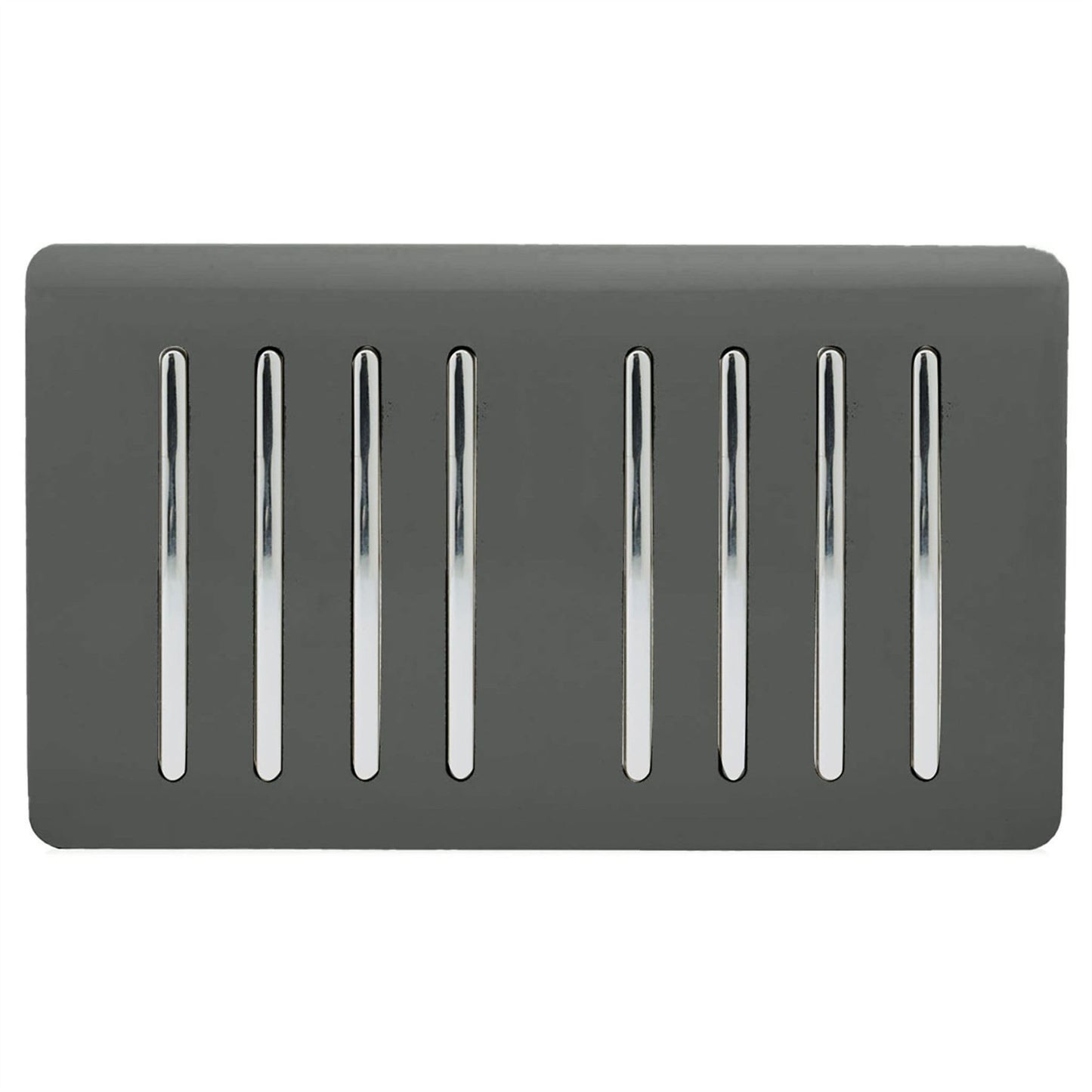 Trendi Artistic Modern Glossy 8 Gang 2 Way Rocker  Double Plate Tactile Light Switch Charcoal