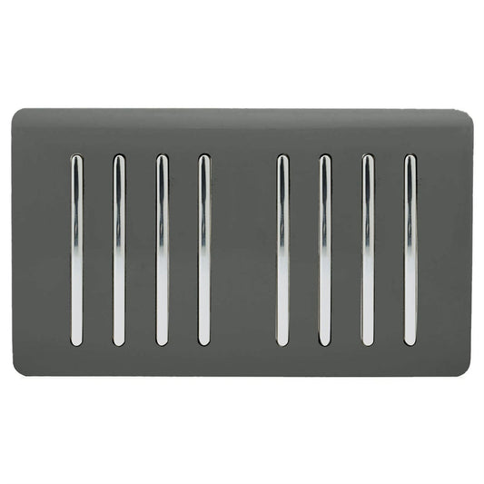 Trendi Artistic Modern Glossy 8 Gang 2 Way Rocker  Double Plate Tactile Light Switch Charcoal