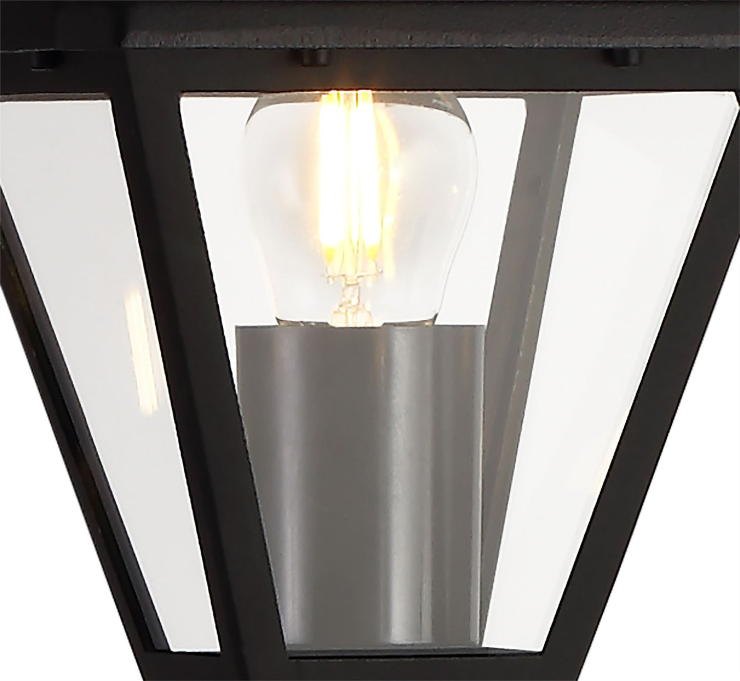 Deco Luqi Tall Post, 1 x E27, IP44, Black/Clear Glass, 2yrs Warranty - D0548 Exterior