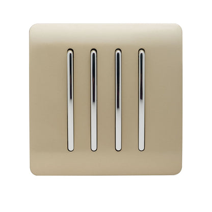 Trendi 4 Gang 2 Way Artistic Modern 10 Amp Rocker Light Switch Gold ART-SS8GO
