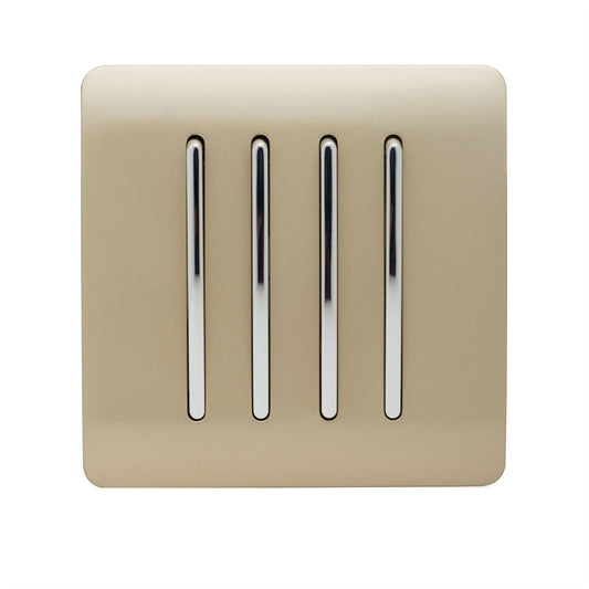 Trendi 4 Gang 2 Way Artistic Modern 10 Amp Rocker Light Switch Gold ART-SS8GO
