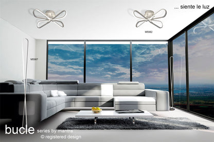 Mantra M5982 Bucle Square Ceiling 40W LED 3000K, 3500lm, Silver/Polished Chrome/Frosted Acrylic, 3yrs Warranty - M5982 Ceiling