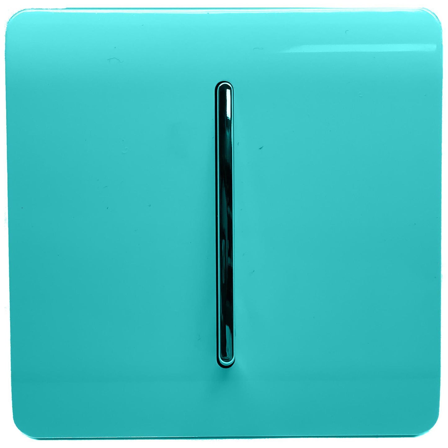 Trendi 1 Gang 2 Way 240V Screwless Artistic Modern Glossy 10 Amp Chrome Rocker Electrical Wall Light Switch in Bright Teal (3 pack)