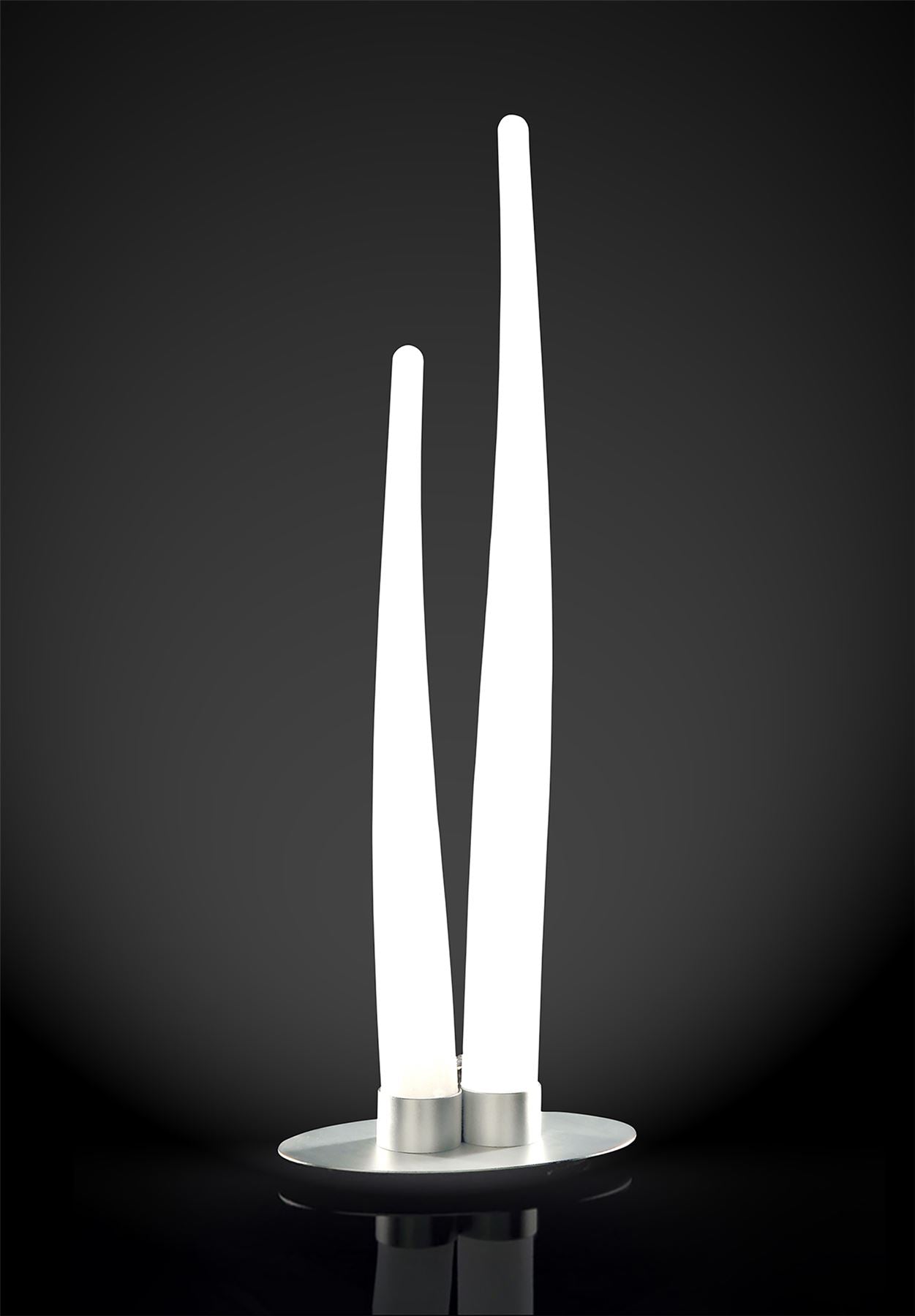 Mantra Estalacta Table Lamp 2 Light Indoor, Silver/Opal White