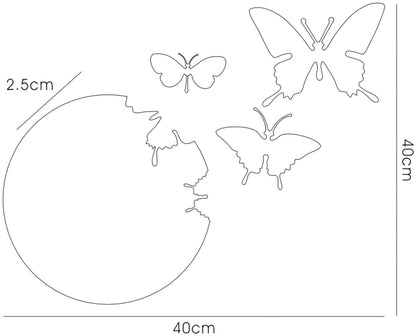 Diyas Home (DH) Infinity Cutout Butterfly Clock Black Wall