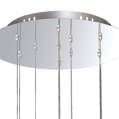 Diyas Aviva 40cm  Round 10 Light 4000K LED Polished Chrome/Crystal Ceiling Pendant Light Fitting