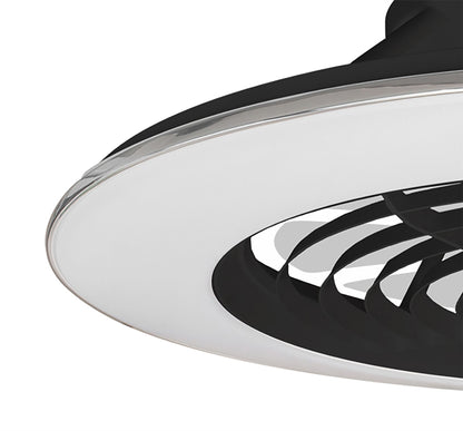 Alisio XL 73.5cm 95W LED Dimmable Ceiling Light & 58W DC Reversible Fan, Black Finish c/w Remote Control, APP & Alexa/Google Voice Control, 5900lm