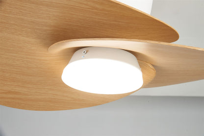 Nenufar 74 x 44cm 18W LED Dimmable Ceiling Light With Built-In 30W DC Fan, 3000-5000K Remote Control, 3600lm, White/Wood, 5yrs Warranty