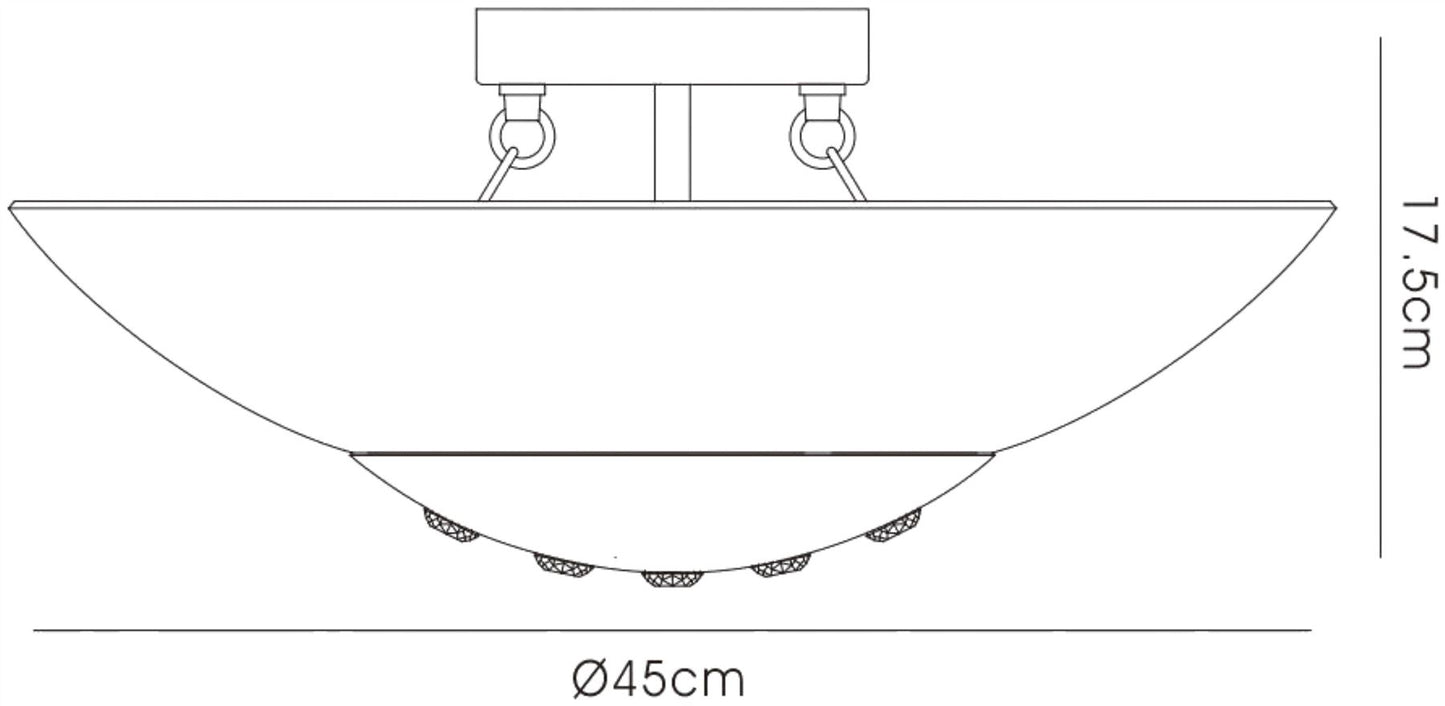 Diyas Amada 45cm Flush  6 Light G9, French Gold/Opal White Glass Ceiling Light Fitting