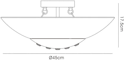 Diyas Amada 45cm Flush  6 Light G9, French Gold/Opal White Glass Ceiling Light Fitting
