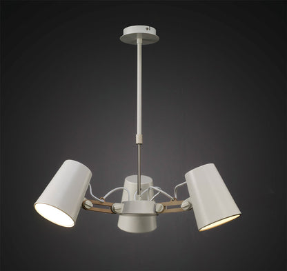 Mantra M3771 Looker Pendant 3 Light E27, Matt White/Beech
