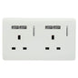 Trendi 2 Gang  13 Amp 4 x 2.1mA USB Switched Plug Socket White ART-SKT213USBWH