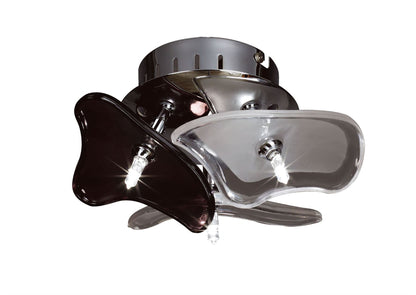 Mantra Otto Ceiling/Wall 3 Light G4 Round, Polished Chrome/Frosted Glass/Black Glass, NOT LED/CFL Compatible