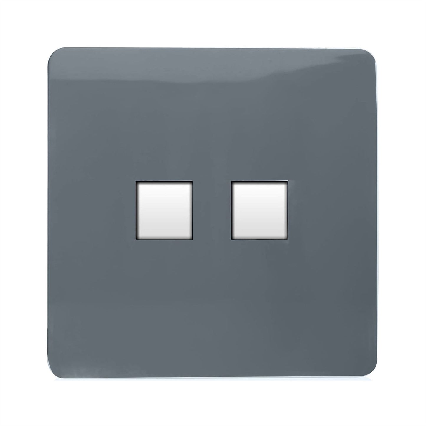 Trendi Artistic Modern Glossy Tactile 2 Gang Telephone Socket Warm Grey