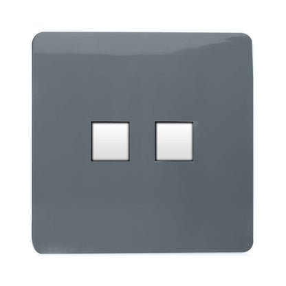 Trendi Artistic Modern Glossy Tactile 2 Gang Telephone Socket Warm Grey