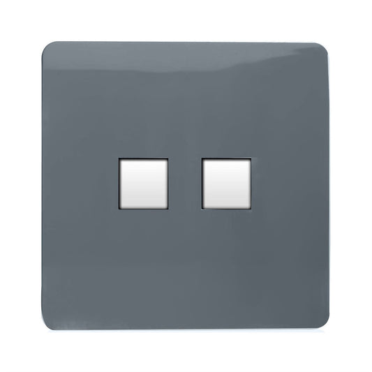 Trendi Artistic Modern Glossy Tactile 2 Gang Telephone Socket Warm Grey