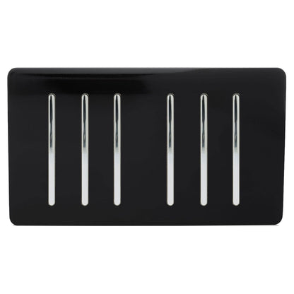 Trendi  6 Gang 2 Way Rocker Double Plate Light Switch in Black - ART-SS66BK
