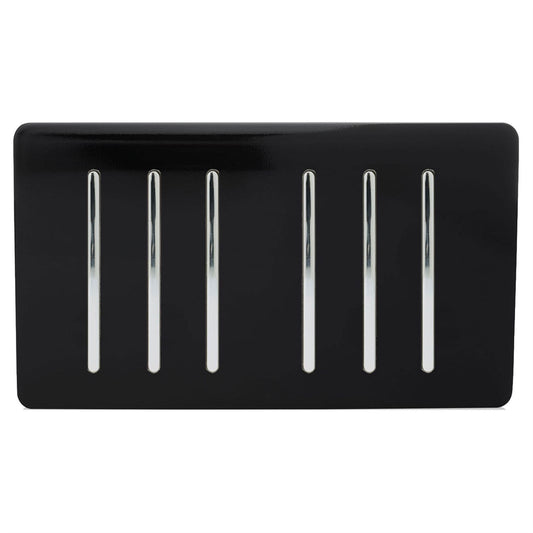 Trendi  6 Gang 2 Way Rocker Double Plate Light Switch in Black - ART-SS66BK