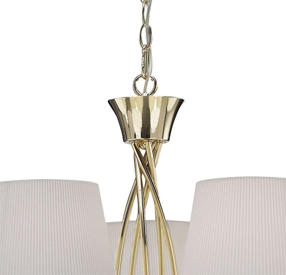 Mantra Mara 78cm Pendant 5 Light E14, French Gold with Ivory White Shades