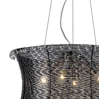 Diyas Lanzo 49cm  Round 4 Light E14 Black Chrome/Crystal Ceiling Pendant Light Fitting