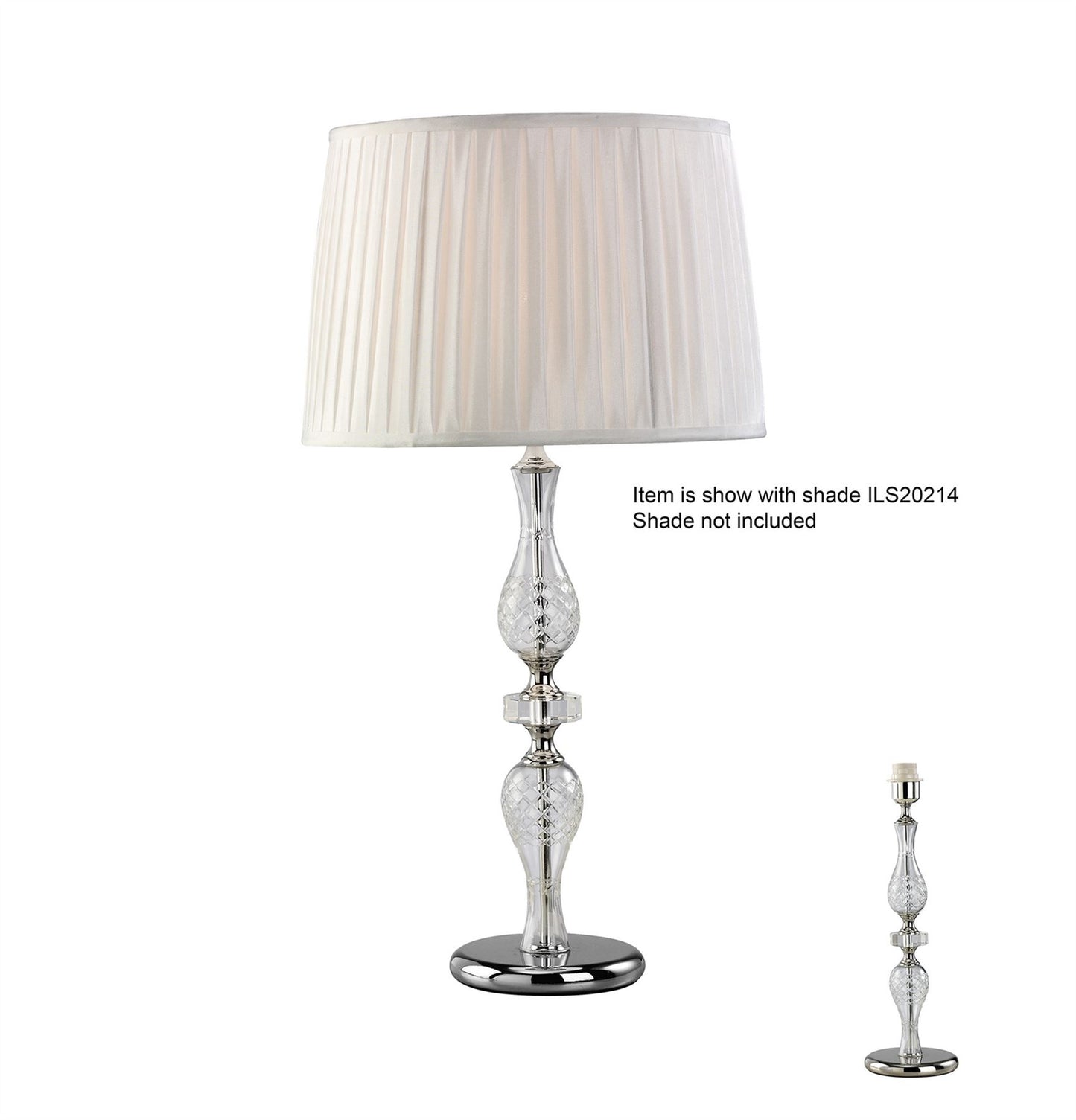 Diyas Albas Crystal Table Lamp WITHOUT SHADE 1 Light E27 Silver Finish