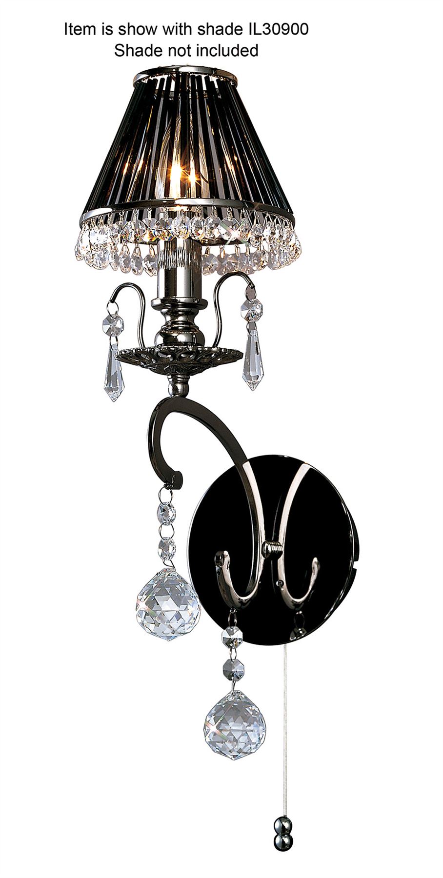 Diyas Pescara Wall Light 1 Light E14 Black Chrome/Crystal