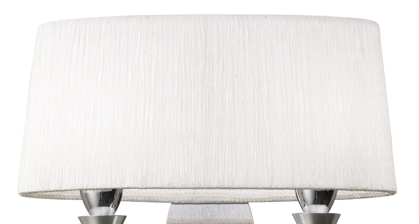 Mantra Lucca Wall Light Switched 2 Light E27, Polished Chrome with White Shade & Clear Crystal