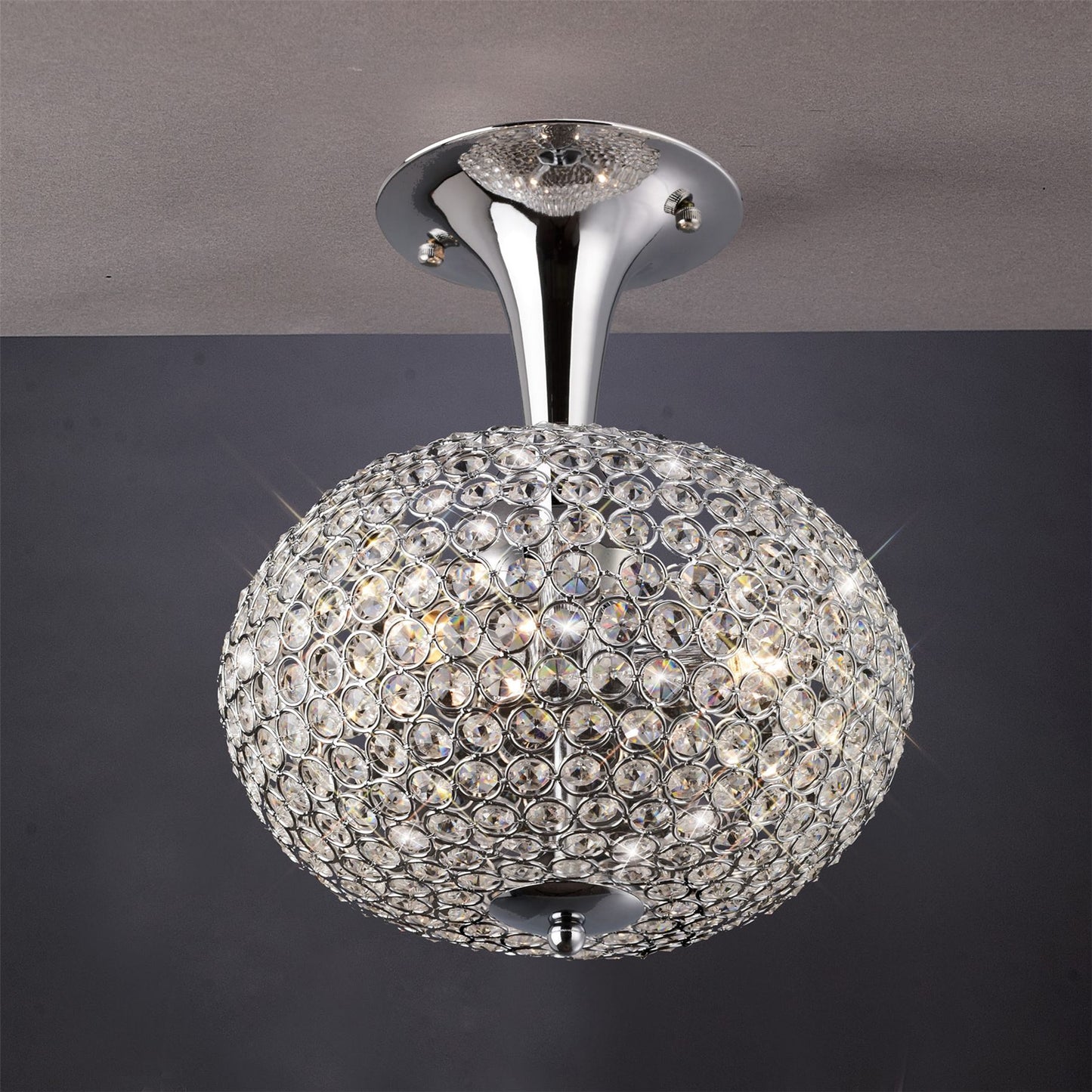 Diyas Vado 28cm Semi Flush 3 Light G9 Polished Chrome/Crystal