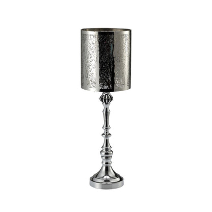 Diyas Home (DH) Amira Glass Art Candle Holder Large Polished Chrome/Pattern Mosaic