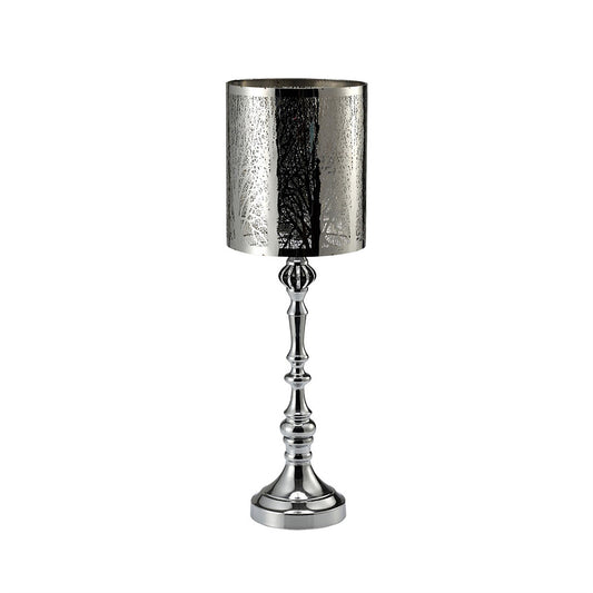 Diyas Home (DH) Amira Glass Art Candle Holder Large Polished Chrome/Pattern Mosaic