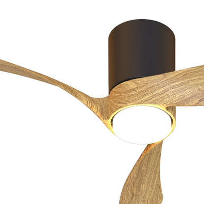 Nemo II XS 72cm 15W LED Dimmable Ceiling Light With Built-In 26W DC Fan, 3000-5000K Remote Control, 3000lm, Wood/Black, 5yrs Warranty
